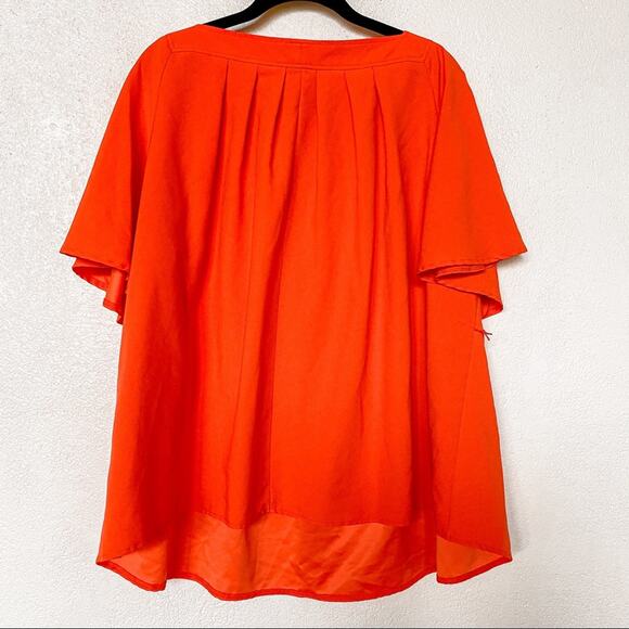 ASOS Orange Square Neck Pleated Front Top Size 14 - Picture 7 of 7